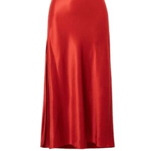 NWT originally $430 Silk Satin Long Skirt with side slit Fleur du Mal Red Brick